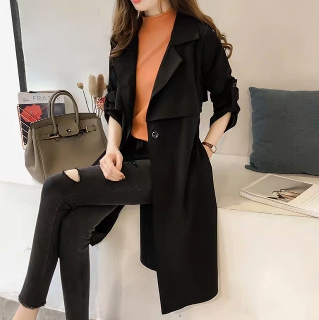 レディース コート 上着 ミディアム トレンチ 膝丈 長袖 Vネック 襟付き 角襟 フェミニン ベルト ウエストマーク ウエストリボン 前開き きれいめ シンプル 上品 おしゃれ かっこいい レトロ