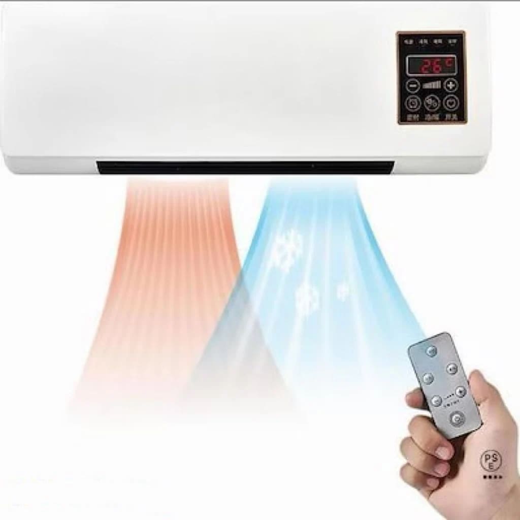 冷暖両用移動式小型エアコン ミニ冷暖房エアコン 冷暖房エアコンファン 移動式壁掛けエアコン リモコン付き タイミングー 低騷音 操作簡単 一体型機器