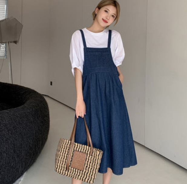 ワンピース デート ミモレ ミモレ丈 袖あり 半袖 デニム かわいい 大人可愛い きれいめ シンプル カジュアル 大人 上品 おしゃれ お洒落 主役級 存在感 夏 10代 20代 30代 レディース