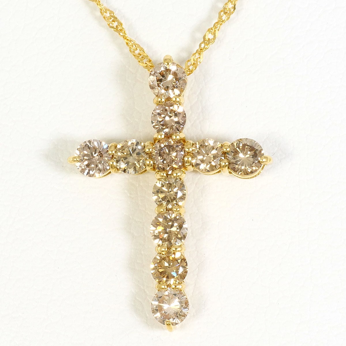 K18 18金 YG イエローゴールド ネックレス ブラウンダイヤモンド 0.80ct 総重量約1.6g 約40cm 中古