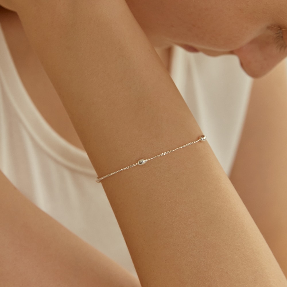 LUNNE シルバーベーシックオーバルカーブチェーンブレスレット #LSB03