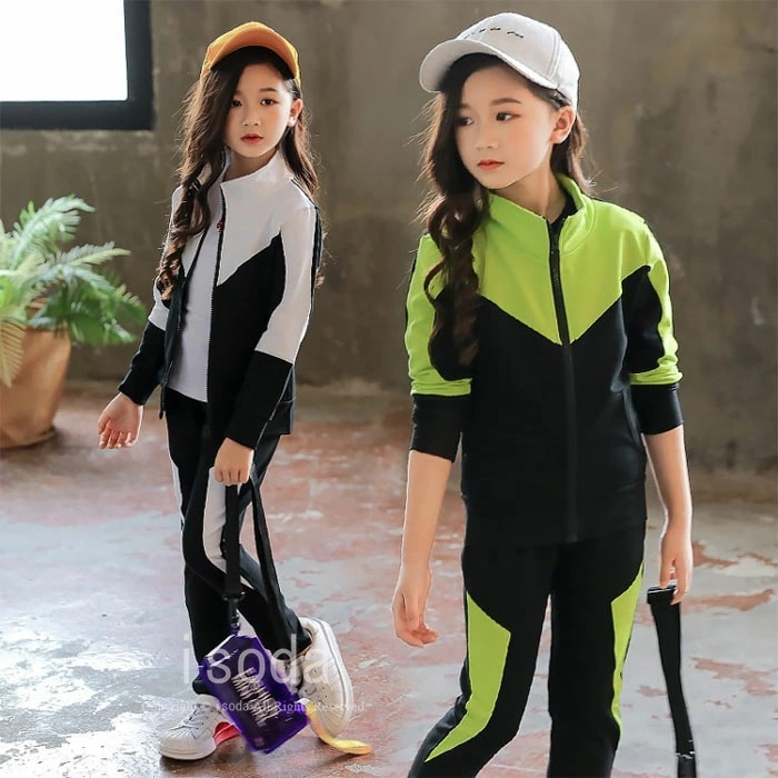 子供服 女の子 おしゃれ セットアップ ジャージ 上下セット ジャージ ジュニア 女の子 キッズ 服 女の子 おしゃれ かわいい カジュアル 美脚 細身 スポーツ 運動 ジャージ 長袖 秋 春 ネオン
