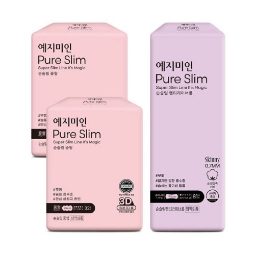 イェジ美人スンスリムデイリー生理用ナプキン中型32Px2パック+ロングパンティーライナー81P学校快適な快適な爽やかな優れた吸収力