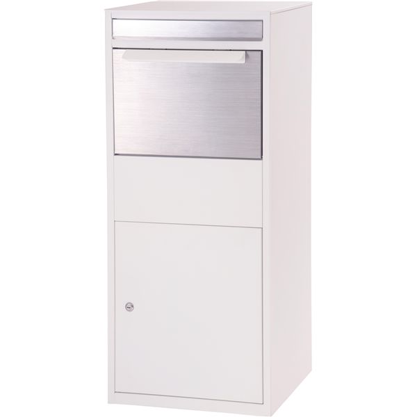 宅配ボックス 約幅46.5x奥行37.5x高さ102.5cm ホワイト 鍵付き デリバリーボックス 完成品 郵便物 宅配物 荷物