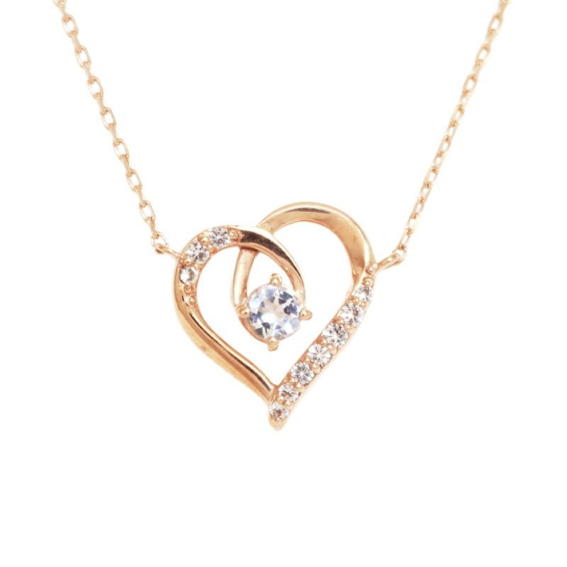 正規紙袋＆箱付 ネックレス レディース ペンダント 3月誕生石 ハート