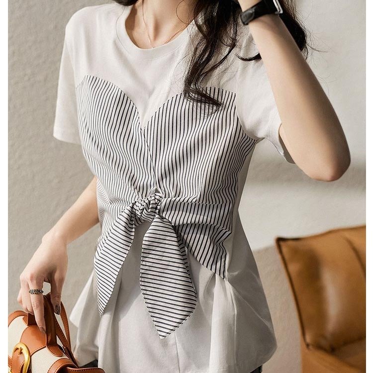 人気ブランドの トップスtシャツ レディース きれいめ 40代 切り替え オシャレ T 半袖 ブラウス 白インナー