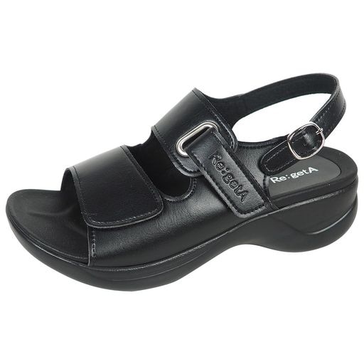 [リゲッタ] ナースサンダル オフィス サンダル 厚底 疲れない 美脚 日本製 レディース SMS055 RW1001 ブラック M