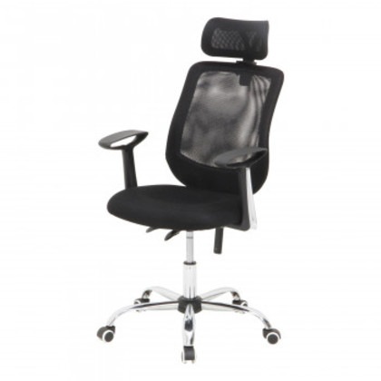 不二貿易 C/D:50095 オフィスチェアー ヘッド付 アンテロープ BK 50095