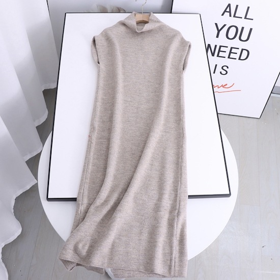 【取寄：納期2週間】ワンピース ニット レディース ノースリーブ ドレス ハイネック 体型カバー ゆったり 春夏 5,593円