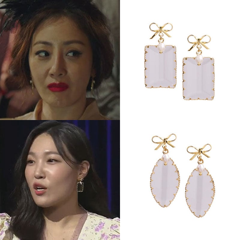 [イウンジオナラ着用] ソフィアグラスリボンイヤリング//デイリーアクセサリー/韓国女性アクセサリー/韓国ファッションスタイル/SNSで人気/韓国ジュエリー/芸能人着用アクセサリー