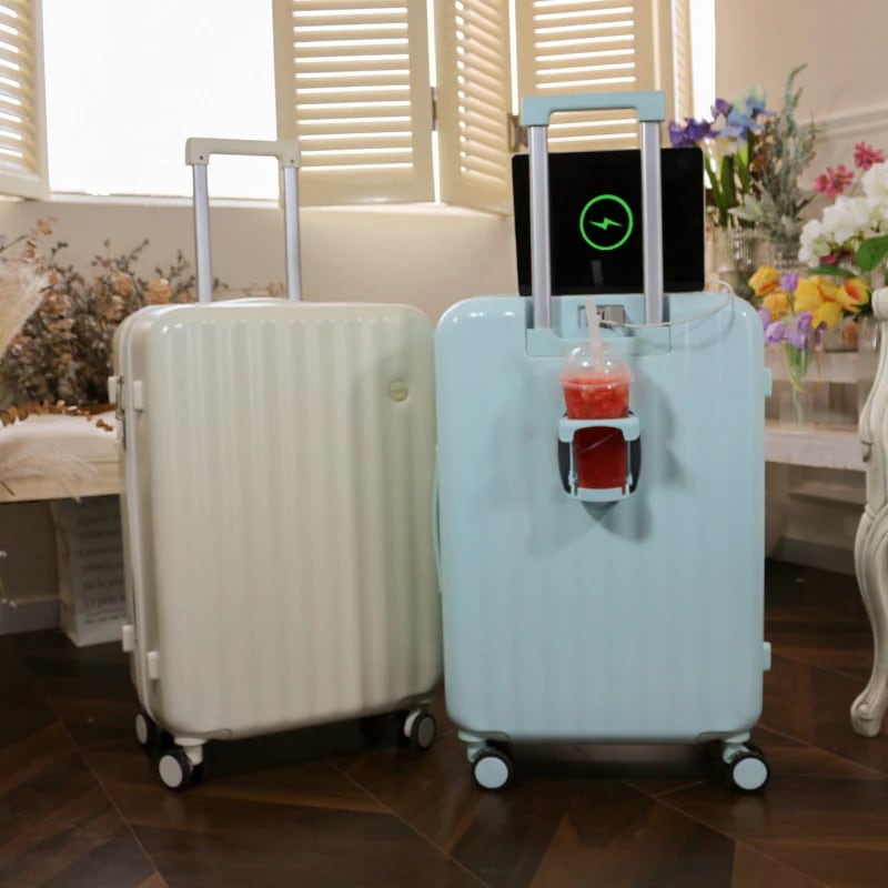 スーツケースです 多機能カップホルダー付きスーツケース 暗号スーツケースです 静音ユニバーサルホイールです 学生用ポール箱です