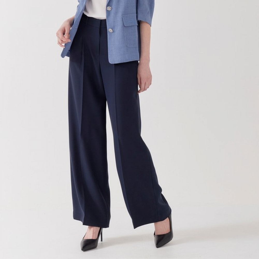 [Jisen] フィットシェンピンタックワイドバンディングスラックス LOFPP301_NA