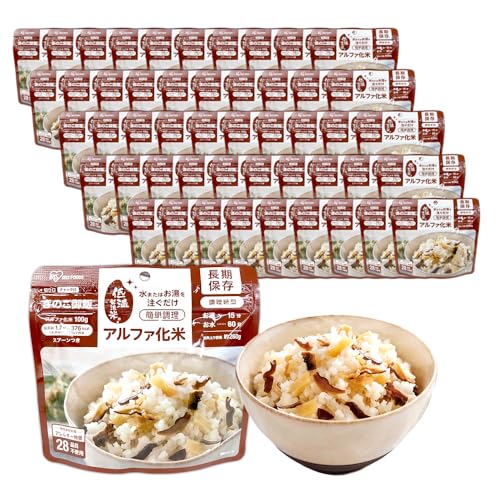アイリスオーヤマ 非常食 (製造から) 5年保存 アルファ米 50食セット α化米 きのこご飯 100ｇ ×50袋