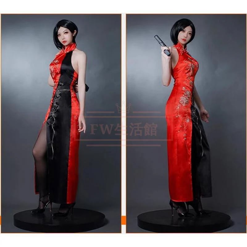 【新品開催 即納】バイオハザード RE:4 Ada Wong エイダ ウォン チャイナドレス コスプレ衣装 ウィッグ 靴 コスチューム 演出服 アニメ ゲーム ハロウィン cosplay 変装