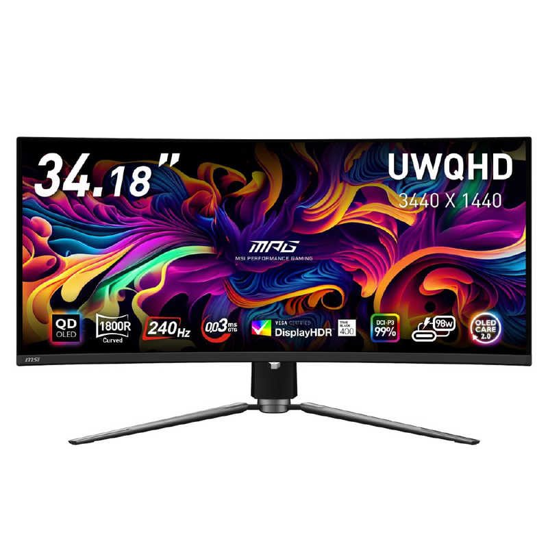 MSI　ゲーミングモニター MPG-341CQPX-QD-OLED ［34.1型 /UWQHD(3440×1440) /ワイド /曲面型］