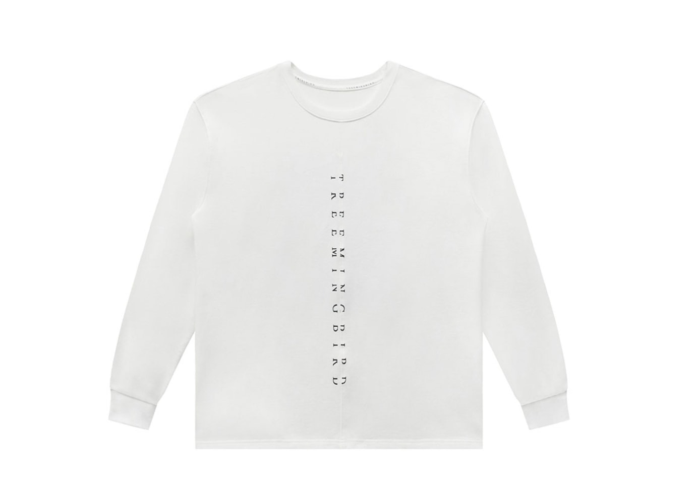 【TREEMINGBIRD】 INCISION LETTERING OVER-FIT LONG SLEEVES : WHITE