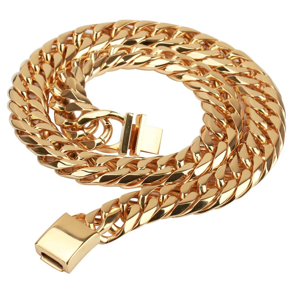 ステンレス ダブル喜平ネックレス [n310-gold-16mm]