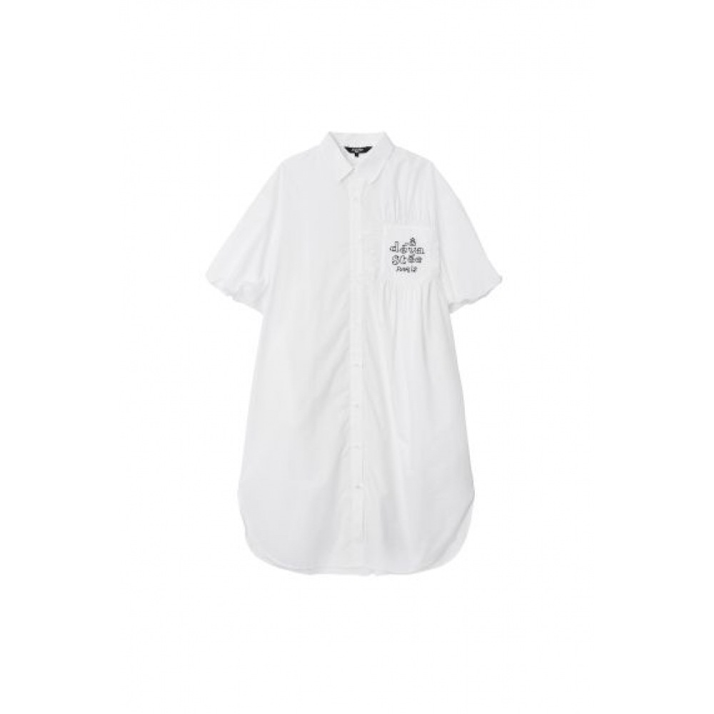 DEVASTEE ロゴシャーリングポケットバルーンスリーブシャツドレス (ESFDVOP02WHT)