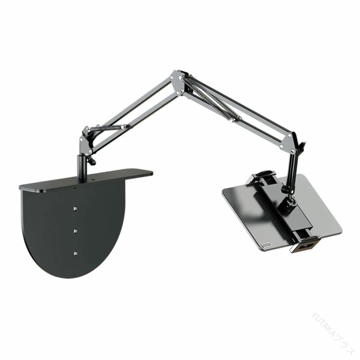 寝ながら読書スタンド ポータブル 折りたたみ式 高さ調整可能 堅固なデスクトップ調理本スタンド ブックスタンドアーム 書見台 読書台 本立て 省スペース タブレットスタンド 勉強 料理用 ブラック 大