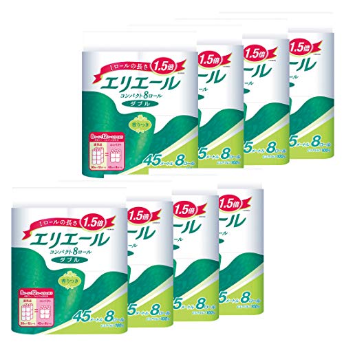 エリエール トイレットペーパー 1.5倍巻き 45m×64ロール(8ロール×8パック) ダブル パルプ100% リラックス感のある香り ケース販