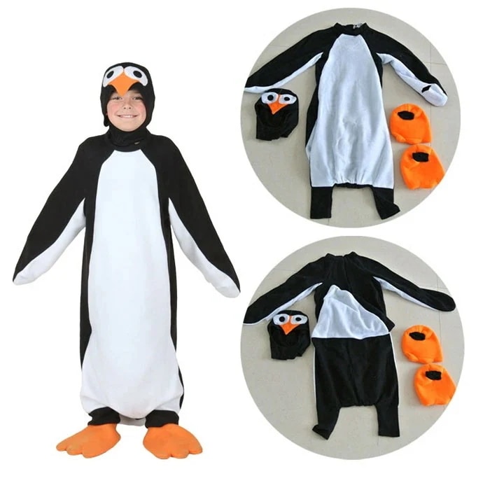 即纳ハロウィン 衣装 子供服 男女兼用 ペンギン 動物 アニマル 全身 ハロウィン コスプレ ハロウィン コスチューム 女子 男子 キッズ ジュニア ハロウィーン　衣装　ハロウィン衣装 イベント パー
