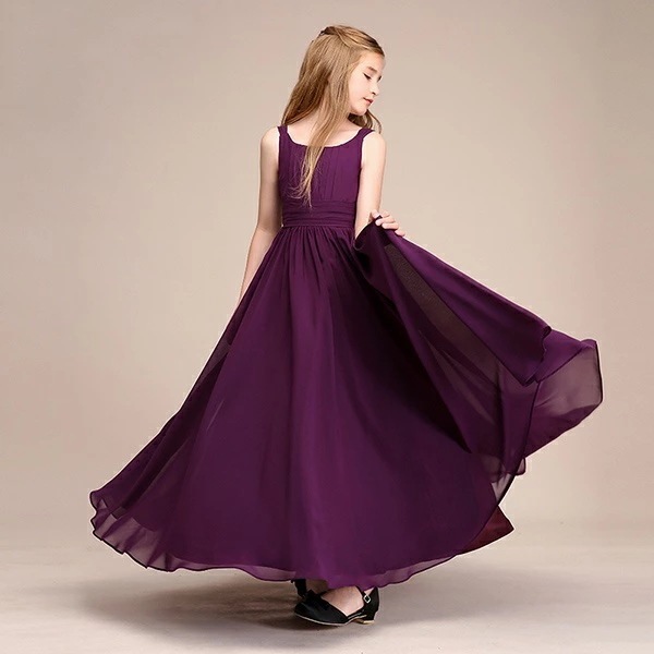ドレス 子供 ピアノ 発表会 ピアノ発表会 中学生 ワンピース 女の子 ロングドレス 結婚式 ジュニア ピアノ発表会ドレス パーティードレス イブニング ロング キッズ プリーツ 紫 パープル シフォ