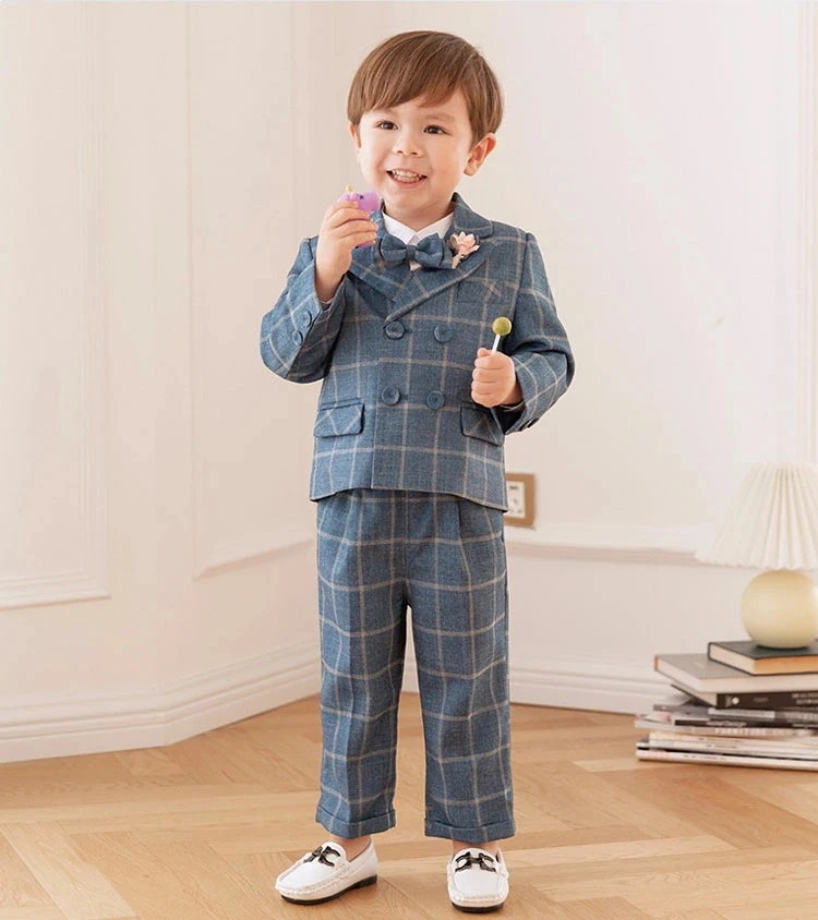 男の子 フォーマル スーツ 子供 スーツ キッズ ベビー 紳士服 3点セット 子供服 スーツ 男の子 ベスト フォーマル 上下セット チェック柄 ボーイズ 七五三 結婚式 お宮参り 入学式 長袖 スー