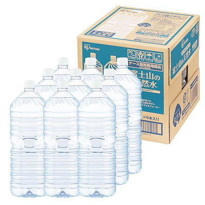 他サイト： アイリスオーヤマ 天然水 2L ×9本 ラベルレス 富士山の天然水 バナジウム含有 水 ミネラルウォーター ペットボトル 静岡県産 ケース 2リットル ボトル 2000mlの商品画像