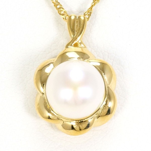 K18 18金 YG イエローゴールド ネックレス パール(真珠) 約40cm ジュエリー 中古