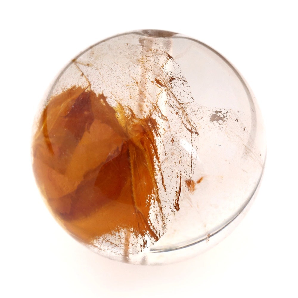 「1点もの 現品」 1粒売り 天然 オーラクォーツ ブラジル産 14mm パワーストーン バラ売り 天然石 パワーストーン ばら売り ビーズ 穴あき 1玉売り アクセサリー パ zz000122-zd