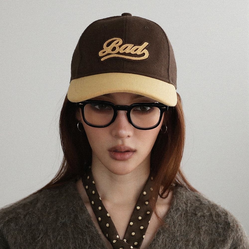バッドブラッド [w-hat24-062] コントラストウールボールキャップ-チョコレート
