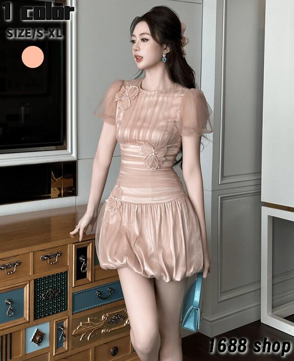 驚きの安さ2025 ワンピース Aライン ミニ 姫系ワンピース　花柄　ワンピース インポート ひざ丈 ミドル丈 エレガント　韓国ファッション シンプル Vネック パーティドレス 袖あり　お嬢様 セクシ