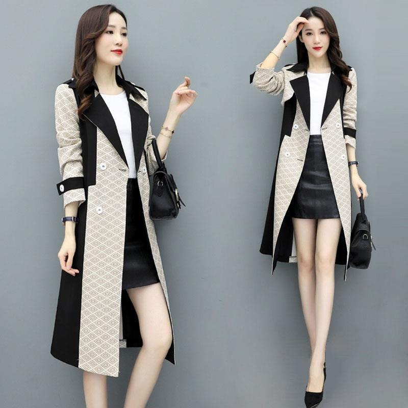 2024新作ウインドブレーカーレディース春服春ファッション気質女神スタイルミディアムロング風コートジャケットレディース