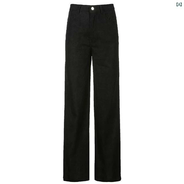 レディースファッション　かわいい　オシャレ　海外 レトロ ストリート 薄手 ハイウエスト カジュアル パンツ