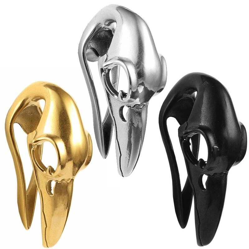 [ 4G 面白い ボディピアス] イーグルスカル ボディーピアス 1個販売 片耳 4ゲージ 人気 メンズ レディース ステンレス 黒色 ブラック ゴールド 金色 シルバー 銀色 おもしろい 人気 プレ