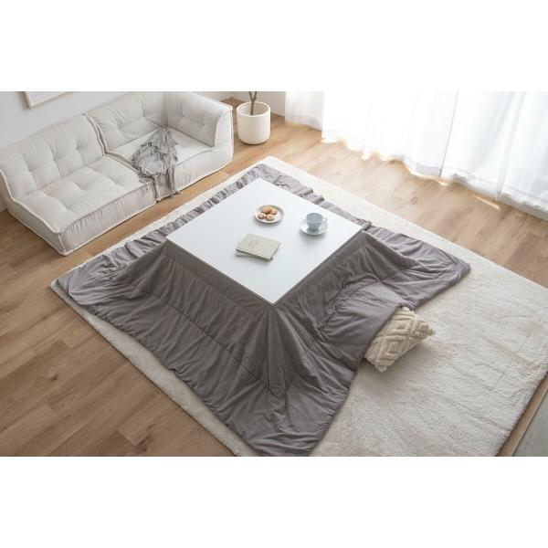 こたつテーブル コタツ 掛布団付き2点セット おしゃれ ナチュラルモダン 白 かわいい 木目 コーデュロイ 300W省エネヒーター 正方形 75cm