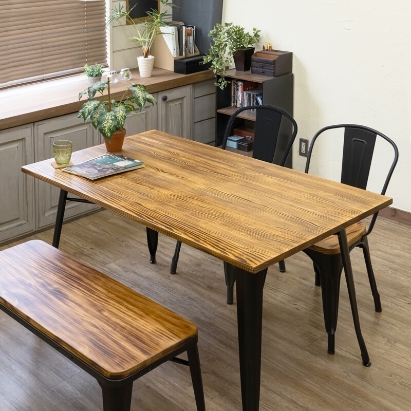 ダイニングテーブル 4人用 おしゃれ インダストリアル 古材風 ヴィンテージ 140cm 食卓 机 天然木