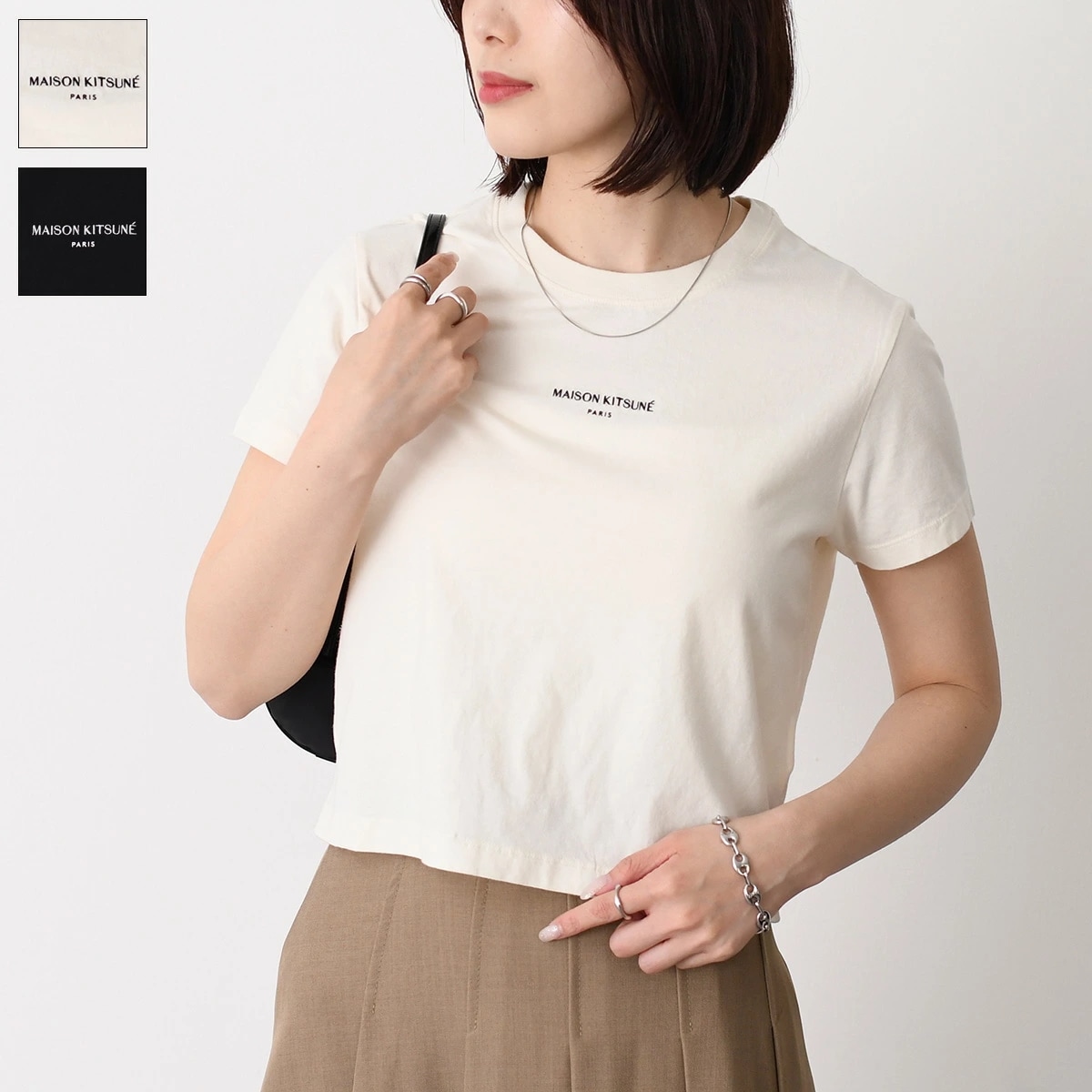 Tシャツ トップス MAISON KITSUNE PARIS ベイビー QW00100 KJ7026 レディース ベージュ