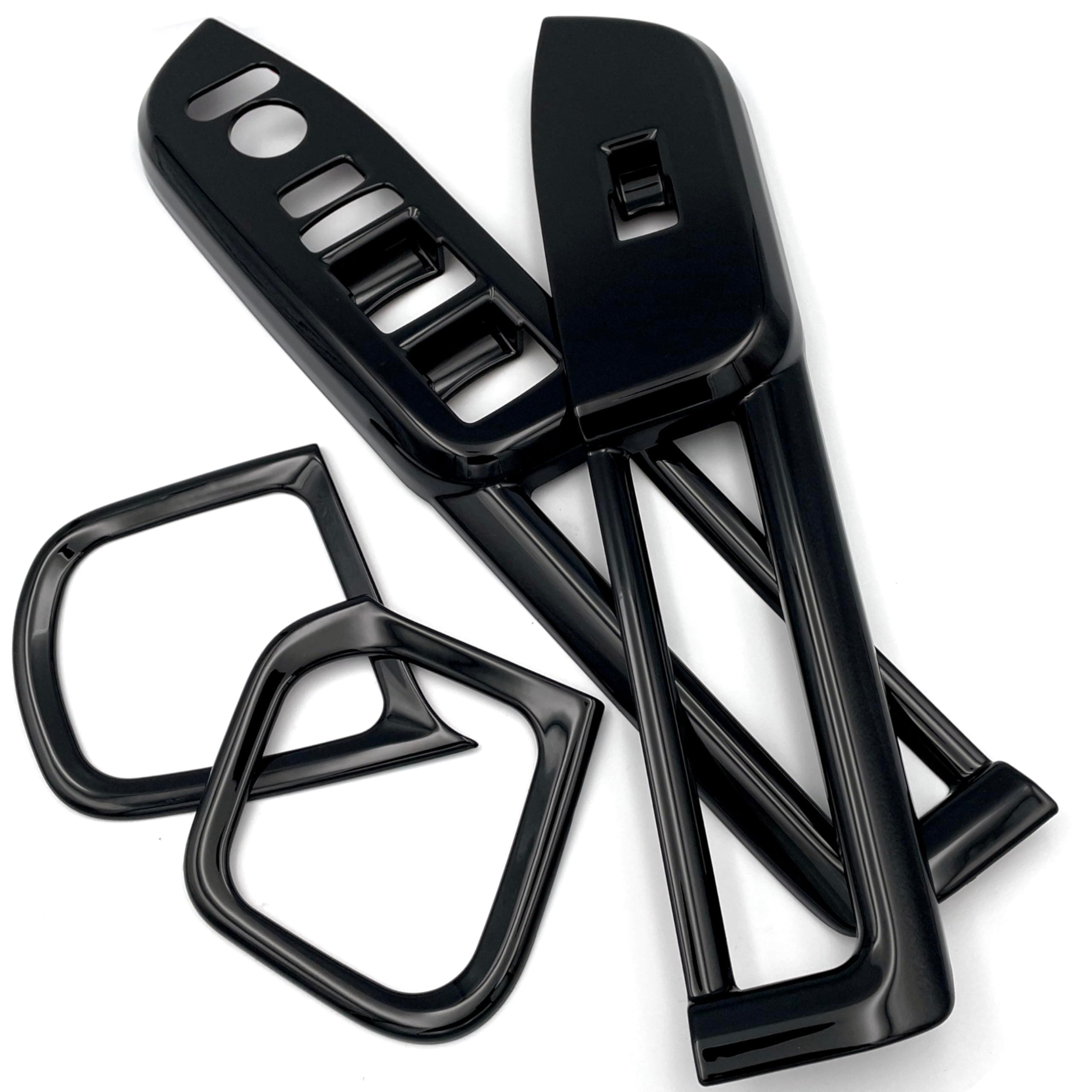 Flatland 新型 N-BOX N-BOXカスタム JF5 JF6 カスタム パーツ アクセサリー 内装 パワーウインドウスイッチ パネル カップホルダー カバー セット (ブラック)