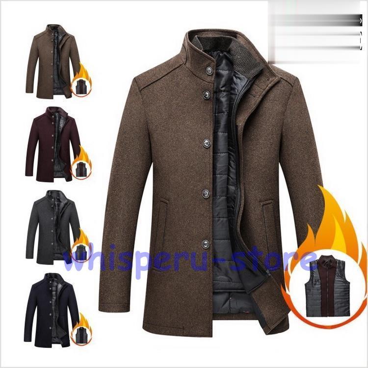 コート メンズ ビジネスコート ライナー着脱式 ハーフコート 男性用 春 防寒コート 通勤 立ち襟 保温 あったか 紳士服 メンズファッション