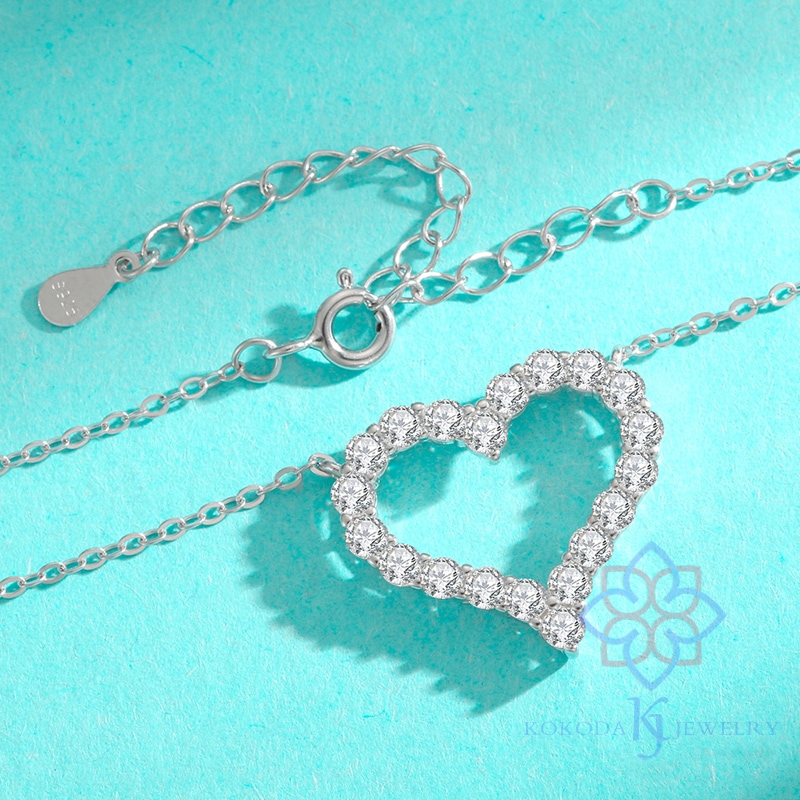 ネックレス ハート ダイヤペンダント ダイヤネックレス プラチナ モアサナイト 1.2ct シルバー925 レディース ジュエリー アクセサリー 大人可愛い 彼女 ギフト ハート型 オープンハート