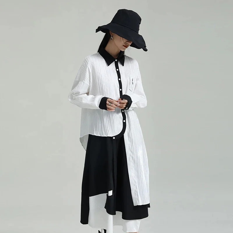 春 トップス ブラウス レディース 長袖 Tシャツ 着痩せ おしゃれ シャツ 不規則裾 ZHCH5