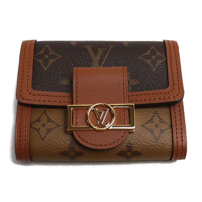 LOUIS VUITTON ルイ・ヴィトン ポルトフォイユドーフィーヌコンパクト 三つ折り財布 モノグラムリバース ブラウン M68725 CA5119 レディース 中古 極美品