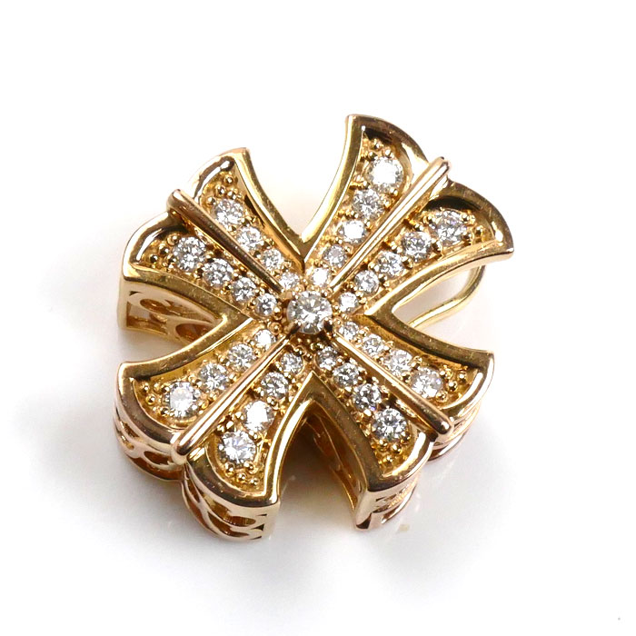 ゆきざき K18PG ピンクゴールド ダブルトップ ダイヤ ペンダントトップ W50119.12.22.5 ダイヤモンド0.50ct 7.0g ユニセックス 中古
