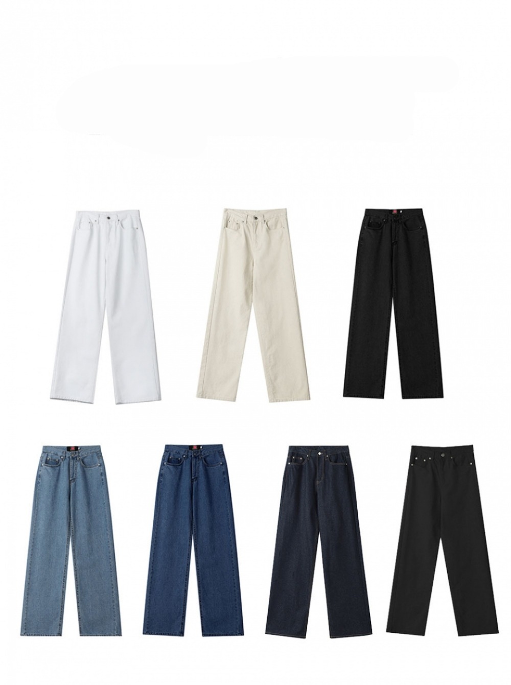 STRAIGHT WIDE DENIM PANTS/韓国ファッション