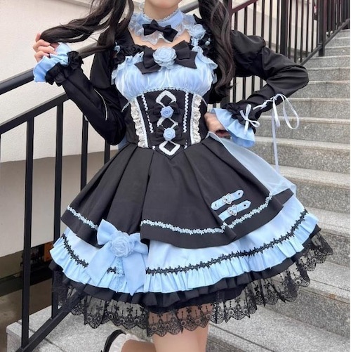 【3日で出荷】ロリータ 新着情報 ドレス 全5カラー　アウター＆チョーカー付きワンピース