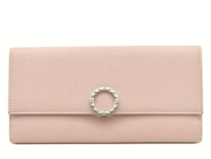 BVLGARI 30417 BB LOGO CLIP ブルガリ レディース 長財布 ブルガリ ブリガリ ロゴクリップ・ホック式 グレインカーフレザー ライトピンク×シルバー