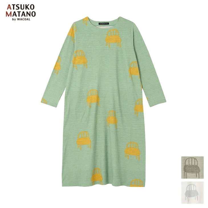 ワコール wacoal マタノアツコ ナイトウェア パジャマ ワンピース 長袖 綿100% コットン HNX541 部屋着 寝巻 寝間着 ルームウェア 秋冬