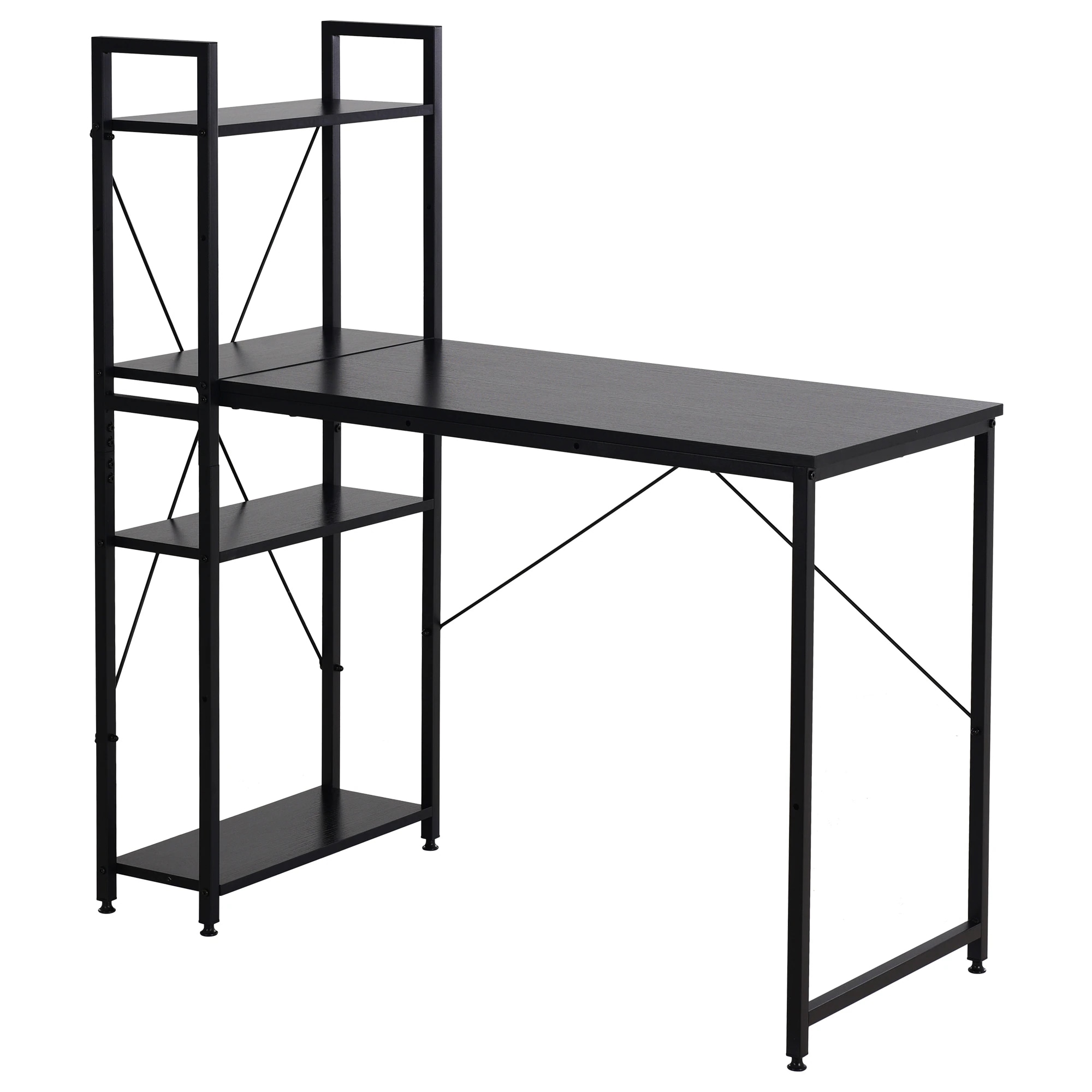 1105【301556KAAオフィスチェア+パソコンデスク セット】パソコンデスク ラック付き 調整可能　デスク ワークデスク 木製 学習デスク