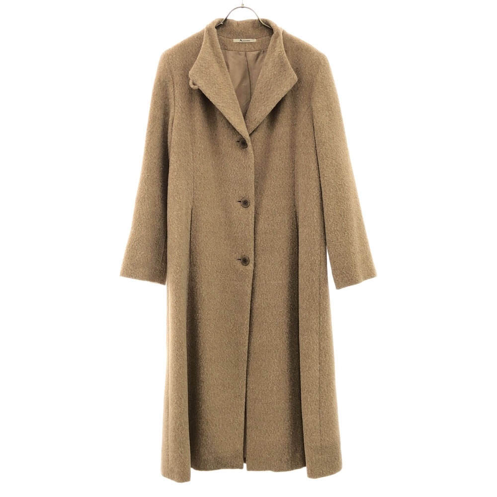日本製 ウールブレンド ロングコート 9 ベージュ系 裏地付き センターベント レディース